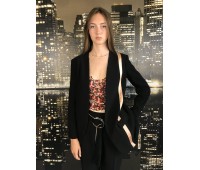 Elisabetta Franchi elegant black jacket with particular gold satin rag Size 44/46