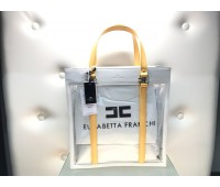 Elisabetta Franchi borsa tracolla colore bianco e giallo chiusura a scatto tasca a portafoglio interna log centrale misura 36x52