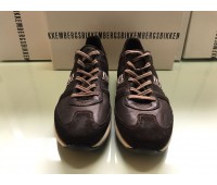 Bikkembergs men's sneakers in real leather, laced in dark brown color logo on upper rubber sole size 43