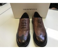 EMPORIO ARMANI MEN'S SHOES. GENUINE LEATHER. BROWN AND BLACK COLOR SIZE 40 41 42 43 45