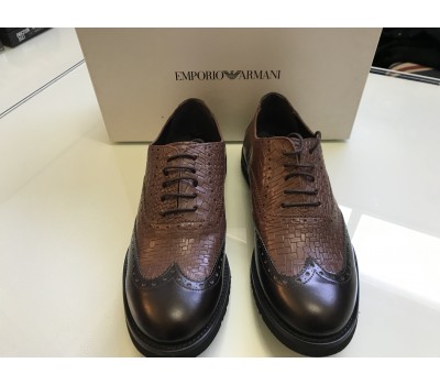 EMPORIO ARMANI SCARPE UOMO . VERA PELLE .COLORE MARRONE E NERO MISURA 40 41 42 43 45