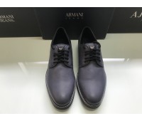 Armani men's lace-up shoes in genuine dark blue leather, log on upper, laced closure, rubber sole size 44.