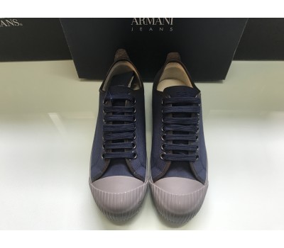 Armani jeans men's sneakers in dark blue canvas, log on upper, laced closure, rubber sole size 40.44