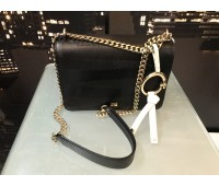 Roberto Cavalli women's handbag in genuine leather, dark  color, brass logo, internal pocket, zip closure, size 30x36