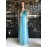 Elisabetta Franchi Abito lungo Mono spalla in tulle con fiocco paillettes colore blu misura 44 Elisabetta Franchi Abito lungo Mono spalla in tulle con fiocco paillettes colore blu misura 44