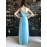 Elisabetta Franchi Abito lungo Mono spalla in tulle con fiocco paillettes colore blu misura 44 Elisabetta Franchi Abito lungo Mono spalla in tulle con fiocco paillettes colore blu misura 44