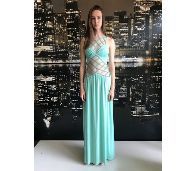 Elisabetta Franchi Abito lungo colore verde molto elegante , con taglio lungo . body con inserti in paillettes trasparente misura 40 Elisabetta Franchi Abito lungo colore verde molto elegante , con taglio lungo . body con inserti in paillettes trasparente misura 40