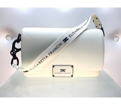 Elisabetta Franchi borsa tracolla 70 cm colore bianco chiusura a scatto fodera in tessuto interna con tasca log centrale in ottone smaltato misura 30x45 Elisabetta Franchi borsa tracolla 70 cm colore bianco chiusura a scatto fodera in tessuto interna con tasca log centrale in ottone smaltato misura 30x45