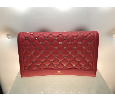 Elisabetta Franchi borsa pochette, colore rosso , decorazione log , tre scomparti. Fodera in tessuto con tasca interna, misura  35x20