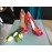 Elisabetta Franchi scarpe Décolleté  colore rosso melograno in vera pelle scamosciata e tela a pizzo tacco 11,cm log su tomaia in ottone misura 40