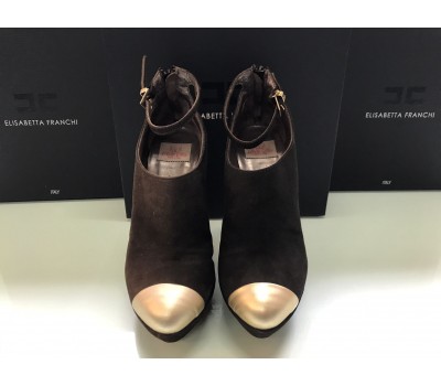 Elisabetta Franchi scarpe Decolleté donna in vera pelle scamosciata colore marrone tacco 12 cm misura 39