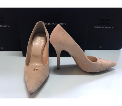 Elisabetta Franchi scarpe Décolleté donna colore beige in vero camoscio  tacco 12 cm Misura 39