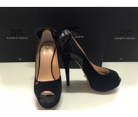 Elisabetta Franchi shoes Woman décolleté in real black suede with log on upper heel 13.5 cm real leather sole size 39