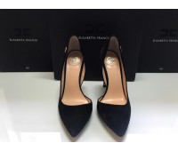 Elisabetta franchi shoes Woman décolleté in real black suede leather log on upper size 39