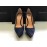 Elisabetta Franchi scarpe  Décolleté colore blu in vera pelle scamosciata e tacco 13,cm log su tomaia in ottone misura 39