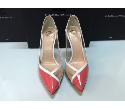 Elisabetta franchi scarpe Décolleté in vera pelle color rosso e bianco e rosa tacco 10 cm misura 38