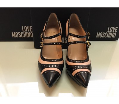 Moschino boutique Scarpe décolleté plateau donna allacciature con fibbia su tomaia colore nero e marrone misura 37 Moschino boutique Scarpe décolleté plateau donna allacciature con fibbia su tomaia colore nero e marrone misura 37
