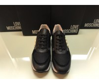 Love Moschino men's sneakers genuine leather color black  logo on upper rubber sole size  45