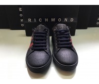 Richmond men's sneakers reptile effect real leather logo on upper black rubber sole size 44