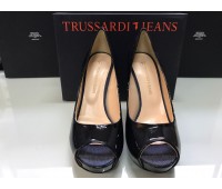 Trussardi women's décolleté shoes in genuine black leather heel 12cm size 36,39