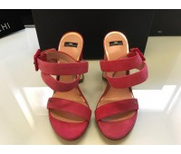 Elisabetta Franchi Real suede sandal, pink color, brand logo on the upper 36/37/39
