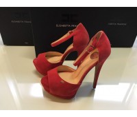 sandals Elisabetta Franchi plateau suede color light red size 36 38