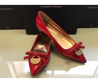 Elisabetta Franchi scarpe ballerine colore rosso in vera pelle log su tomaia misura 37