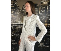 Elisabetta Franchi Double-breasted blazer jacket in white with black stripes size 42 46