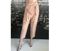 Elisabetta Franchi pantalone color cappuccino con fiocco in vita taglia 44