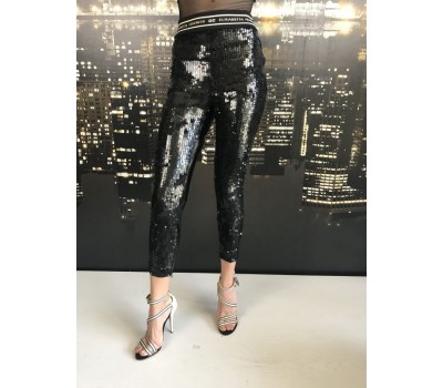 Elisabetta Franchi pantalone nero similpelle e paillettes taglia 40/42 Elisabetta Franchi pantalone nero similpelle e paillettes taglia 40/42
