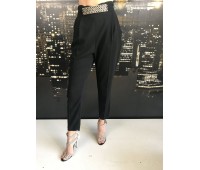 Elisabetta Franchi black trousers with two pockets with gold brass plate size 42