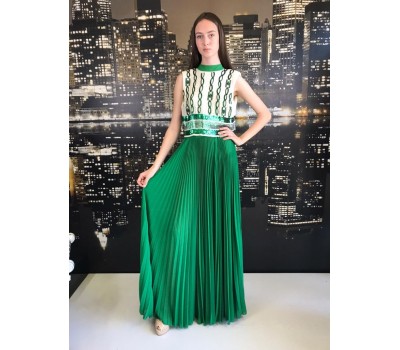 Elisabetta Franchi abito donna lungo con fantasia catena e Paillettes bicolore bianco e verde Misura 42/44 Elisabetta Franchi abito donna lungo con fantasia catena e Paillettes bicolore bianco e verde Misura 42/44