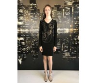 Versace black Modes long sleeve dress with particular decoration on the fabric size 38/40/44/