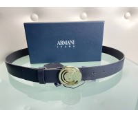 Armani women's black belt with gold-colored plate with snap closure, size 42/44/46