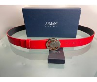 Armani red women's belt with gold plate snap closure size 42/44/46