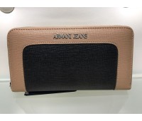 ARMANI JEANS PORTAFOGLIO DONNA, COLORE BEIGE E NERO, CHIUSURA A ZIP, COMPLETO DI TUTTE SCOMPARTI, MISURA 20X10