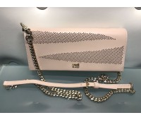 Roberto Cavalli borsa a tracolla catena in vera pelle colore marrone chiaro chiusura a calamita interna decorazione e log misura 21x11 tracolla 110 cm