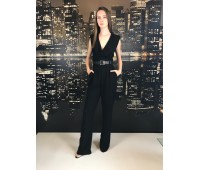  Elisabetta Franchi salopette tuta color nero con cintura ,scollatura a V  taglia 44