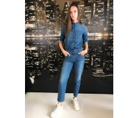 Elisabetta Franchi dungarees jumpsuit Jeans long sleeves with buttons. size 38/40/44