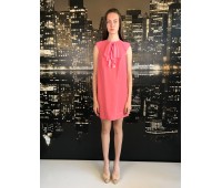 Elisabetta  Franchi abito midi color rosa, giro collo decorato con fiocco  in tessuto taglia 38/44