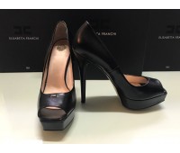 Elisabetta Franchi pumps in real leather, black colour, size 39, heel 14 cm