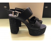 LIU-JO SANDALI IN CARA PELLE COLORE NERO TACCO 13 CM ALLACCIATURA A FIBBIA MISURA 40