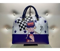 love Moschino borsa a mano colore blu e bianco chiusura a zip fodera in tessuto interna misura 37x35