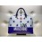 Love Moschino blue and white handbag zip closure lining in internal fabric with decoration pocket and central log size 37x35