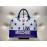 love Moschino borsa a mano colore blu e bianco chiusura a zip fodera in tessuto interna misura 37x35