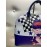 Love Moschino blue and white handbag zip closure lining in internal fabric with decoration pocket and central log size 37x35