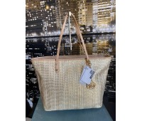 Love Moschino borsa tracolla colore paglia lucido log medaglia ottone foderata in tessuto con tasca interna misura 45x53