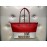 love Moschino borsa a tracolla catena colore rosso e bianco chiusura a zip fodera in tessuto interna con tasca log centrale misura 42x46