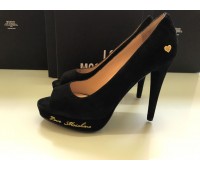 Love Moschino Women's shoes Black décolleté in genuine suede leather size 39