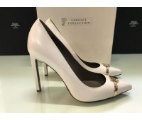VERSACE COLLECTION WOMEN'S DECOLLETE SHOES IN GENUINE LEATHER COLOR WHITE HEEL 11 CM SIZE 39